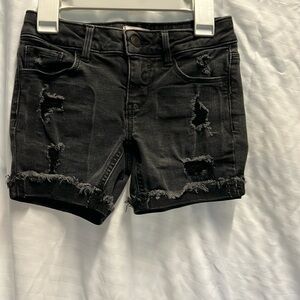Youth girls black denim shorts